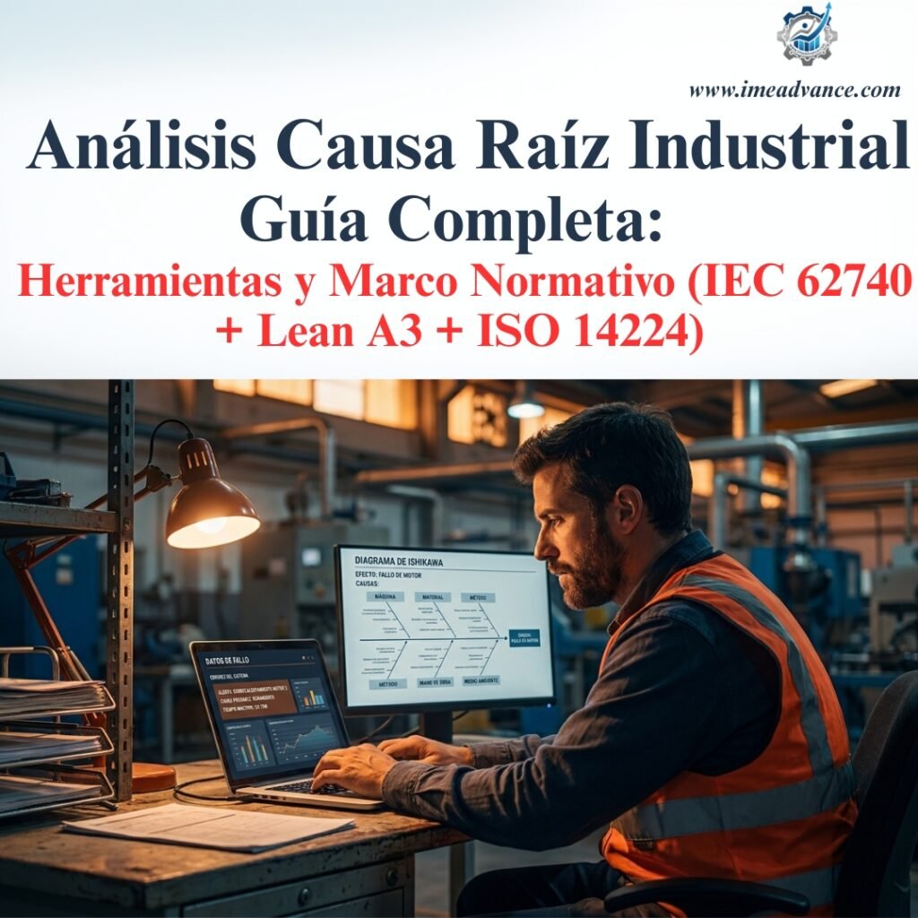 ingeniero industrial analizando datos de falla y herramientas de análisis causa raíz
